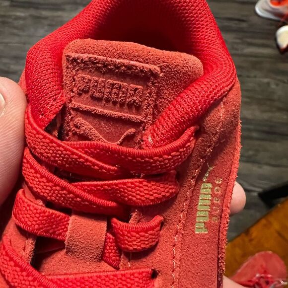 NEW Puma Suede Triplex Mono Red Paint Splatter Lace Up Sneaker Shoes Speckle 5C - Picture 12 of 14